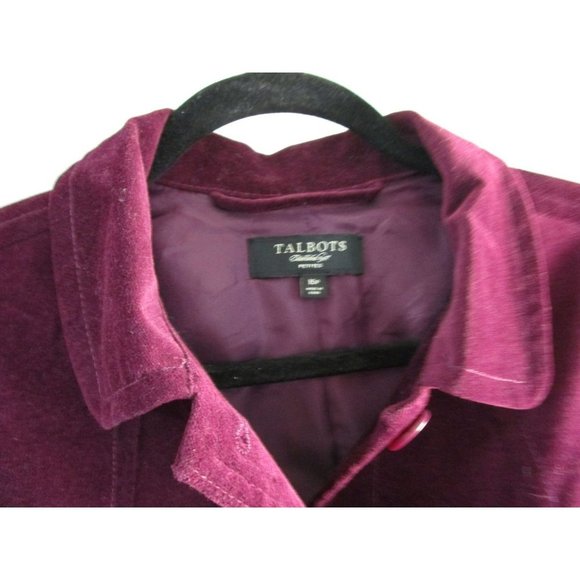 Talbots Purplish Burgundy Velvet Jacket NWOT 16P Fully Lined - Picture 4 of 12